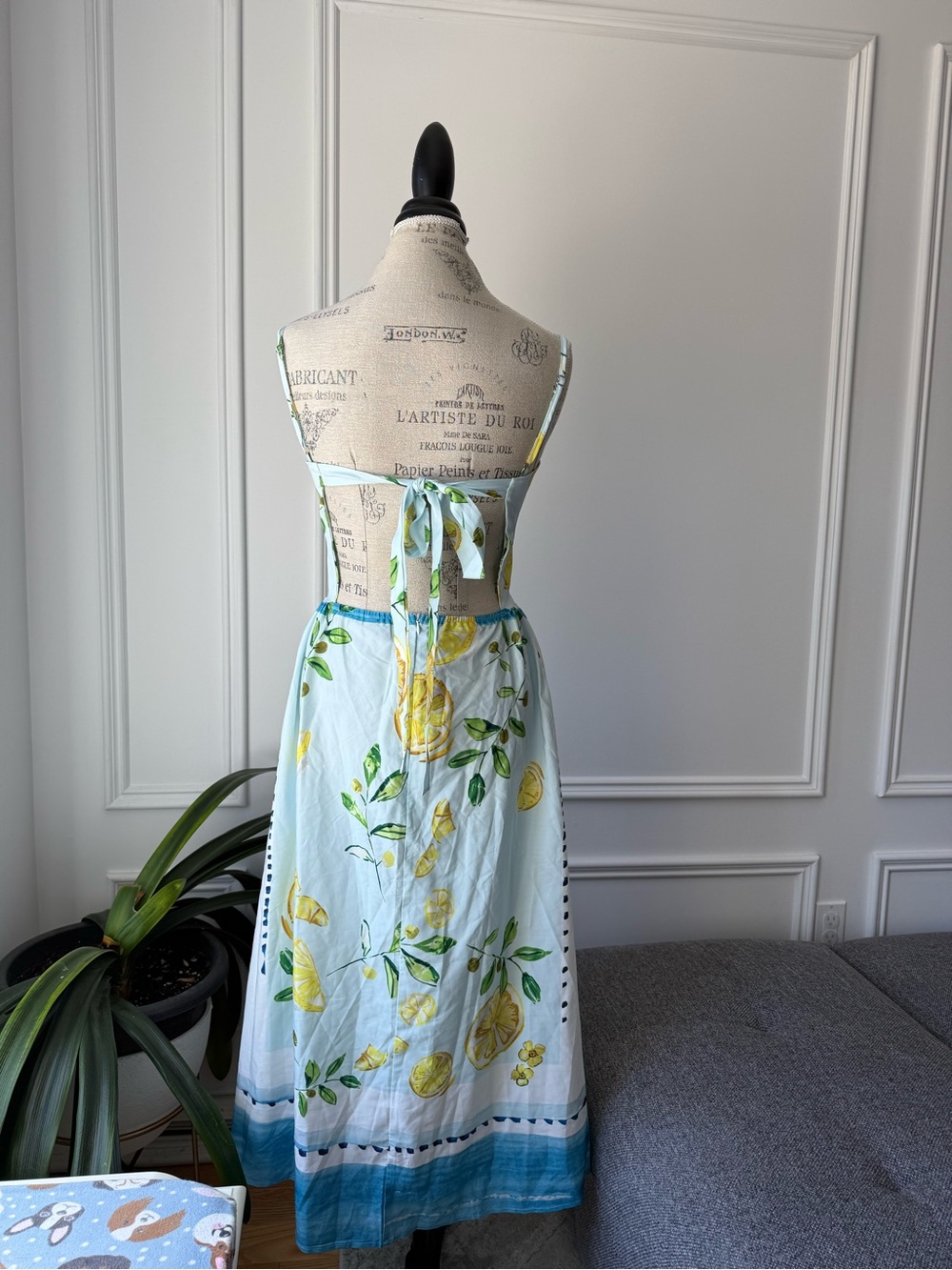 Lemon Vintage Print Strapless Sundress - Picture 4 of 9